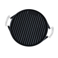 Reversible Double-Sided Round Cast Iron Griddle Pan for BBQ